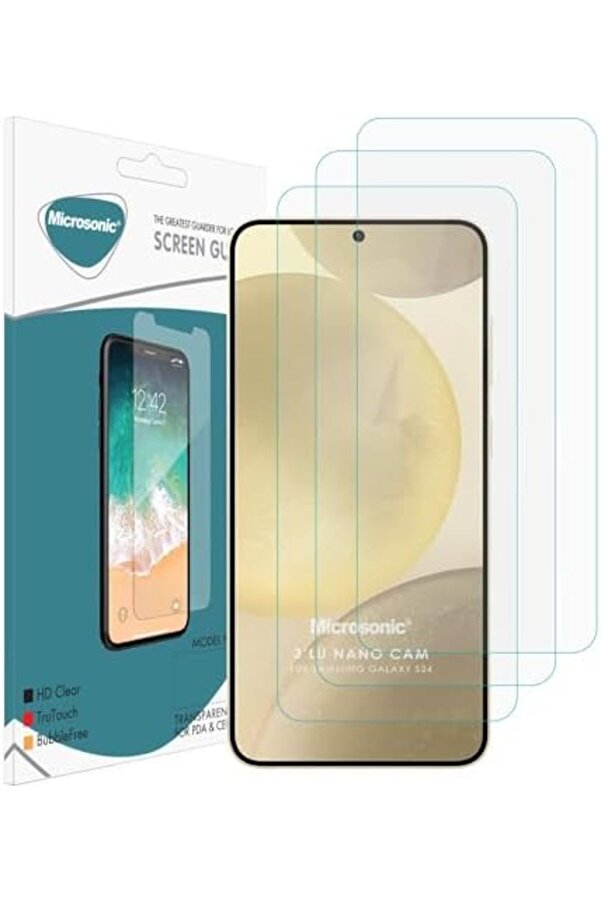 Polysi̇ght S24 Fe Screen Protector Glass Cam Ekran (3`Lü Paket) [ S24 Fe İle Uyumlu Ekran - Şeffaf] T