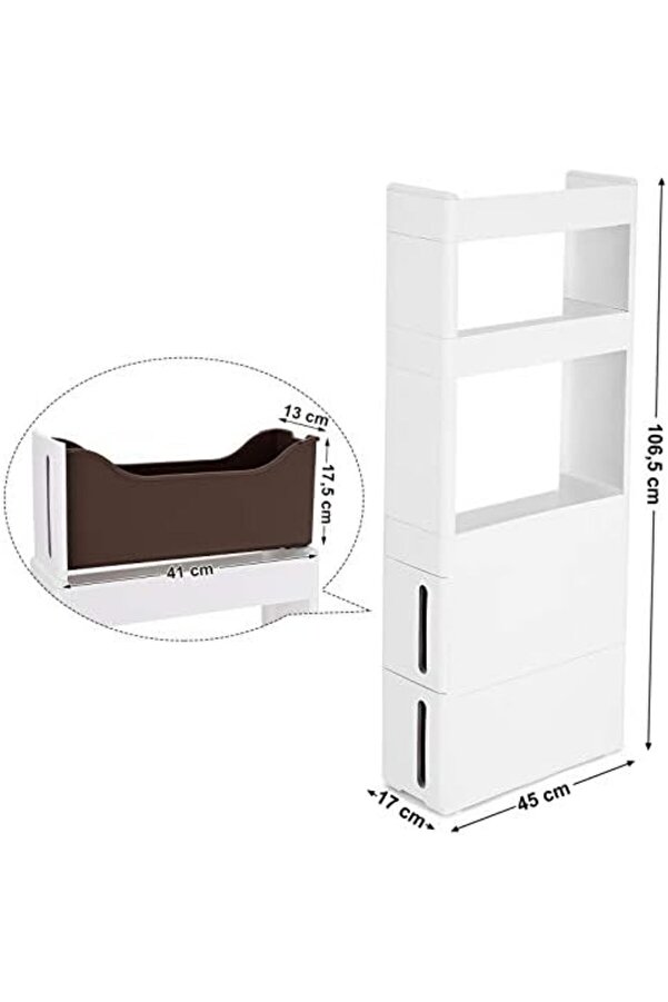 Lvnshop Mutfak Ve Ki̇ler İçi̇n Dar 3 Raflı 2 Çekmeceli̇ Gi̇ri̇nti̇li̇ Dolap, Mutfak Ve Mahzen 17Cm Geni̇ş Be