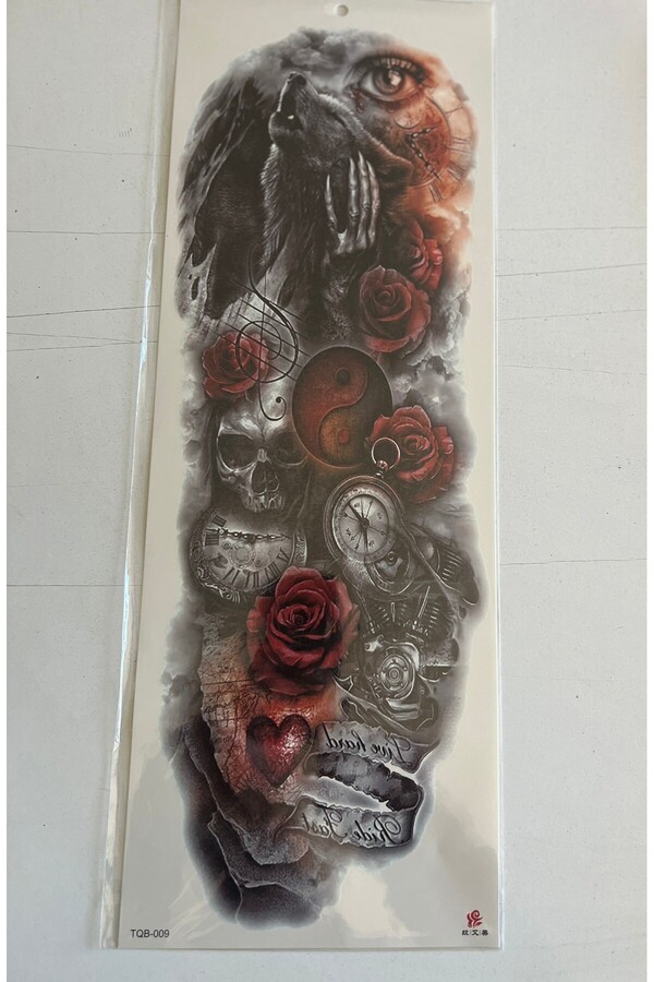 Ai̇rbrush Tattoo Kurt Göz 1 Hafta Kalıcı Tam Kol Bacak Yapıştırma Geçi̇ci̇ Dövme 46 Cm