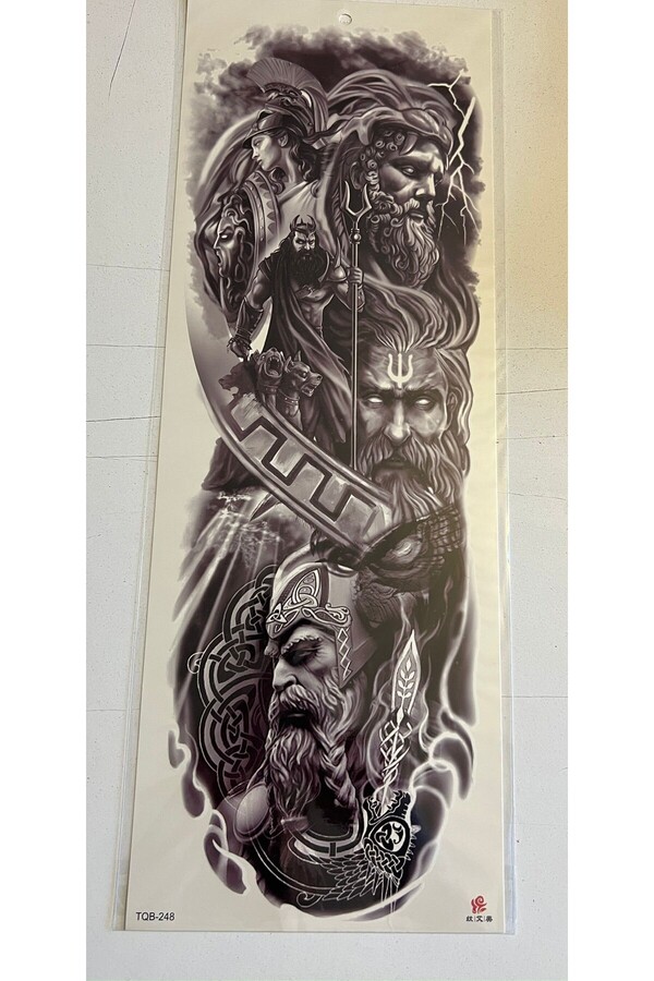 Ai̇rbrush Tattoo Tanrılar 1 Hafta Kalıcı Tam Kol Bacak Yapıştırma Geçi̇ci̇ Dövme 46 Cm