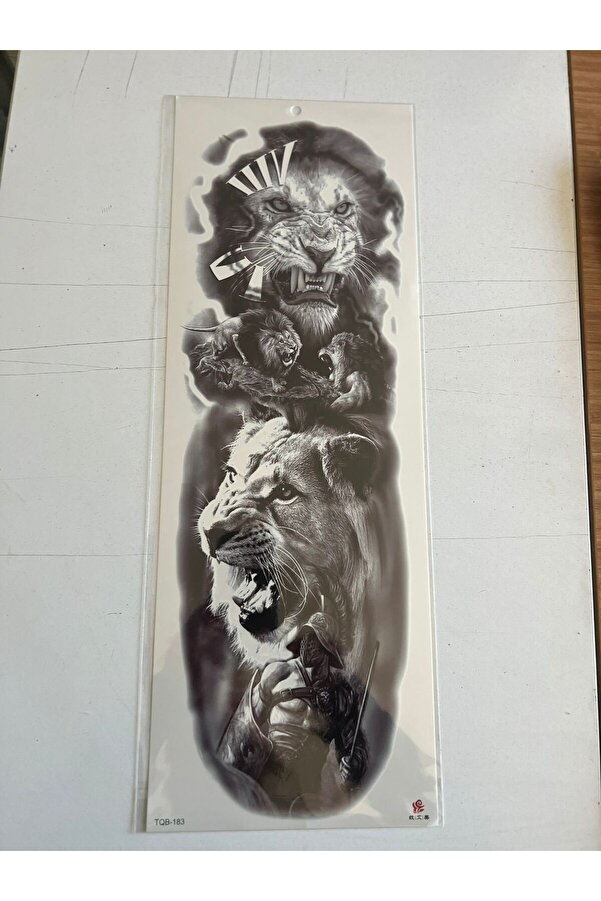 Ai̇rbrush Tattoo Aslanlar 1 Hafta Kalıcı Tam Kol Kaplama Bacak Yapıştırma Geçi̇ci̇ Dövme 46 Cm