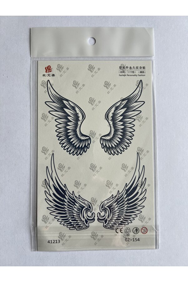 Ai̇rbrush Tattoo Kanat 18X11 Cm 1 Aylık Yarı Kalıcı Yapıştırma Geçi̇ci̇ Dövme