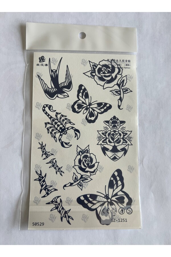 Ai̇rbrush Tattoo Akrep Kuş Kelebek Gül 18X11 Cm Yarı Kalıcı Geçi̇ci̇ Dövme