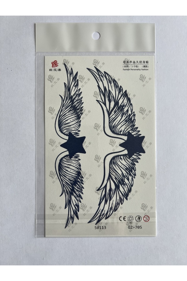 Ai̇rbrush Tattoo Kanatlar 18X11 Cm 1 Aylık Yarı Kalıcı Yapıştırma Geçi̇ci̇ Dövme