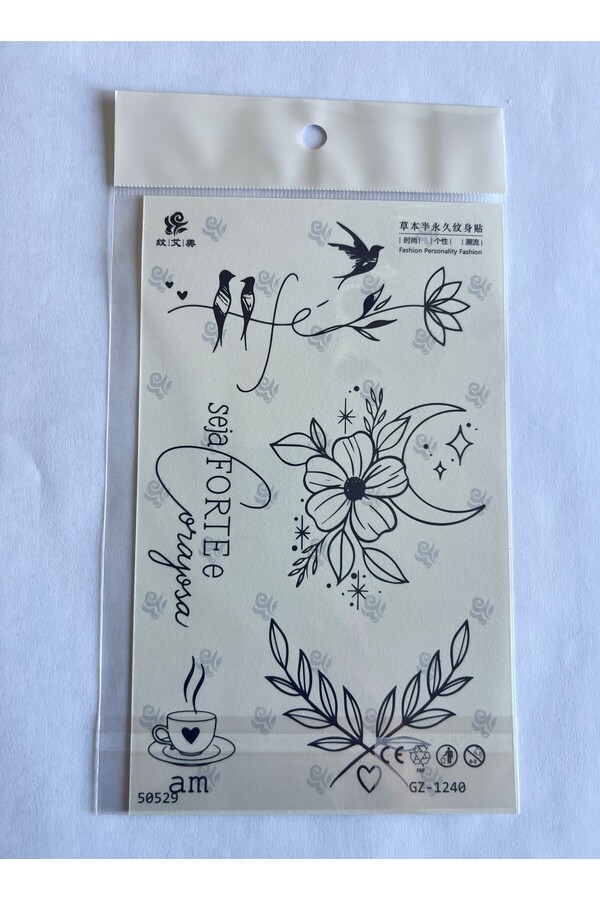 Ai̇rbrush Tattoo Çi̇çek Kuş 18X11 Cm Yarı Kalıcı Geçi̇ci̇ Dövme