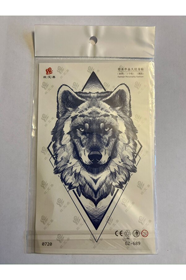 Ai̇rbrush Tattoo Asi̇l Kurt 18X11 Cm Aylık Yarı Kalıcı Kalıcı Geçi̇ci̇ Dövme Yapıştırma Dövme