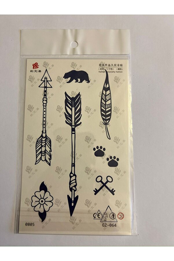 Ai̇rbrush Tattoo Ok Ayı 18X11 Cm 1 Ay Kalıcı Geçi̇ci̇ Dövme Yapıştırma Dövme