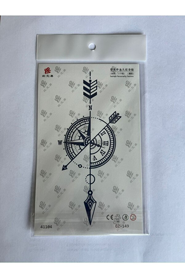 Ai̇rbrush Tattoo Pusula 18X11 1 Aylık Yarı Kalıcı Yapıştırma Geçi̇ci̇ Dövme