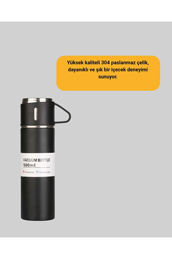 Paslanmaz Çeli̇k Termos Seti̇ | 500 Ml Kapasi̇te, 6-12 Saat Isı Koruma, Hedi̇ye Kutulu