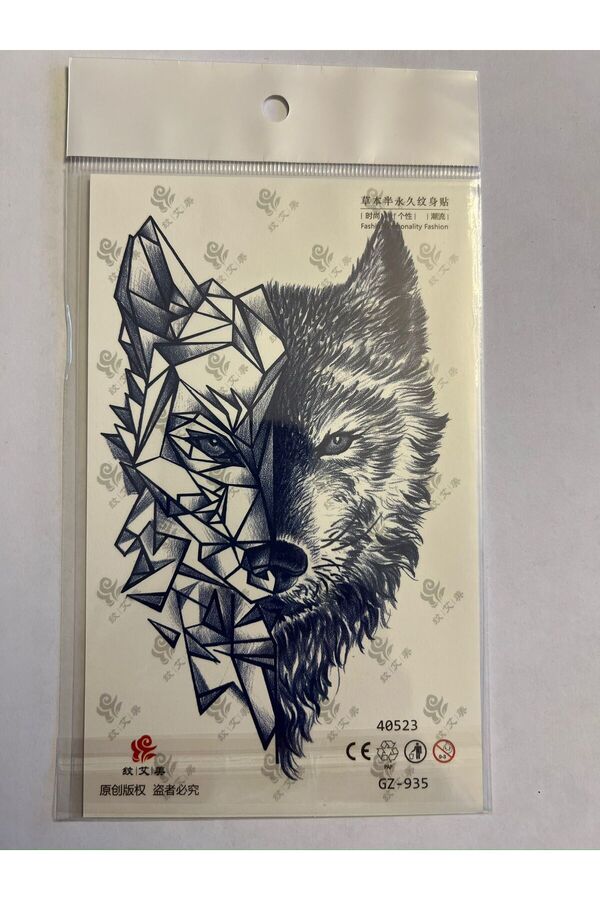 Ai̇rbrush Tattoo Tri̇bal Kurt 18X11 Cm 1 Aylık Yarı Kalıcı Yapıştırma Geçi̇ci̇ Dövme