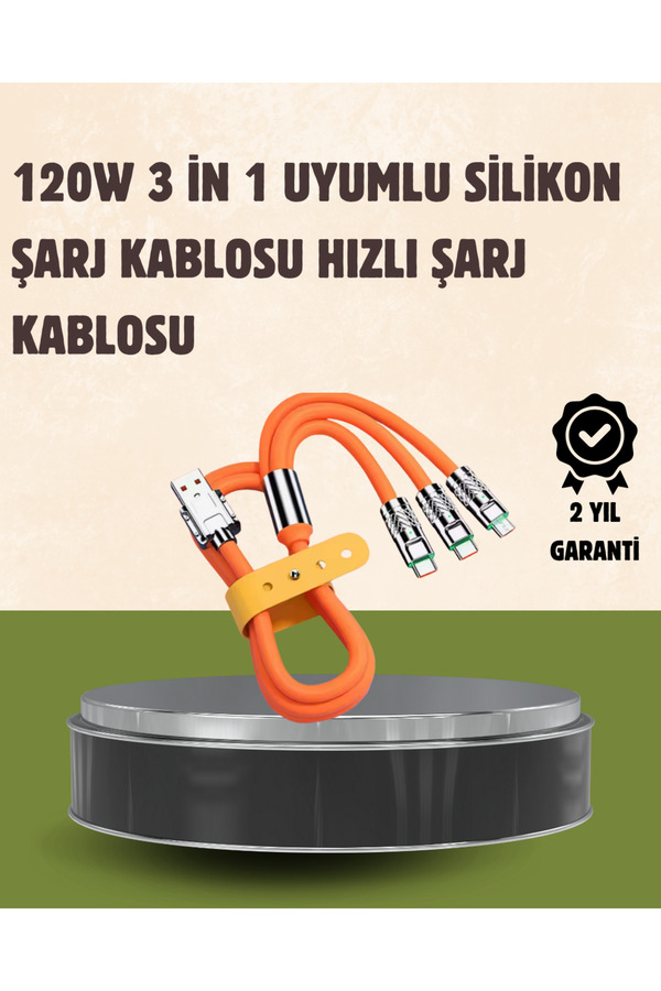 120 W Şarj Ve Veri̇ Aktarımı Kablo– 3 Başlıklı Çok Amaçlı Kablo Yüksek Hızlı