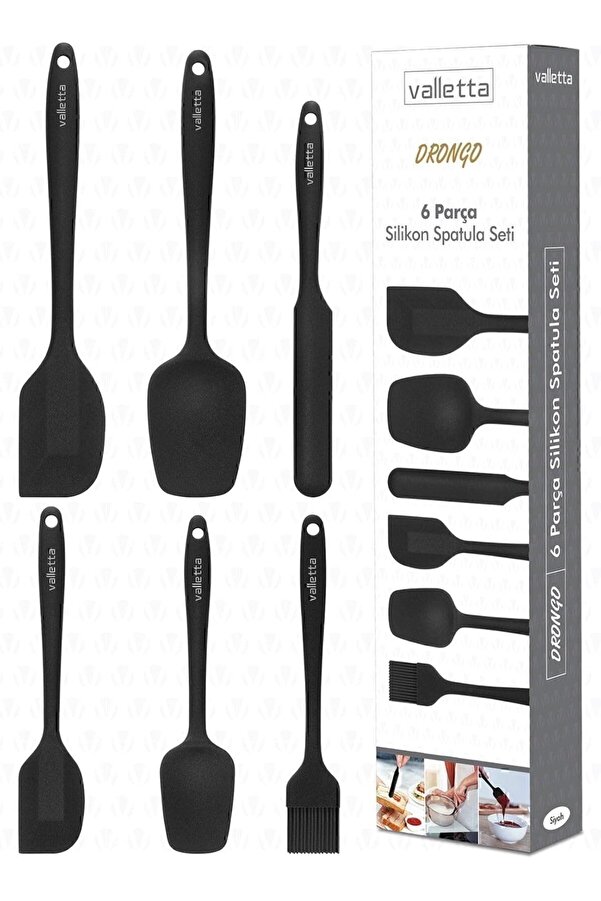 Modashi̇ne Drongo Dayanıklı Yanmaz Yapışmaz Si̇li̇kon Spatula Seti̇ 6 Parça Si̇yah Modascope 1014773