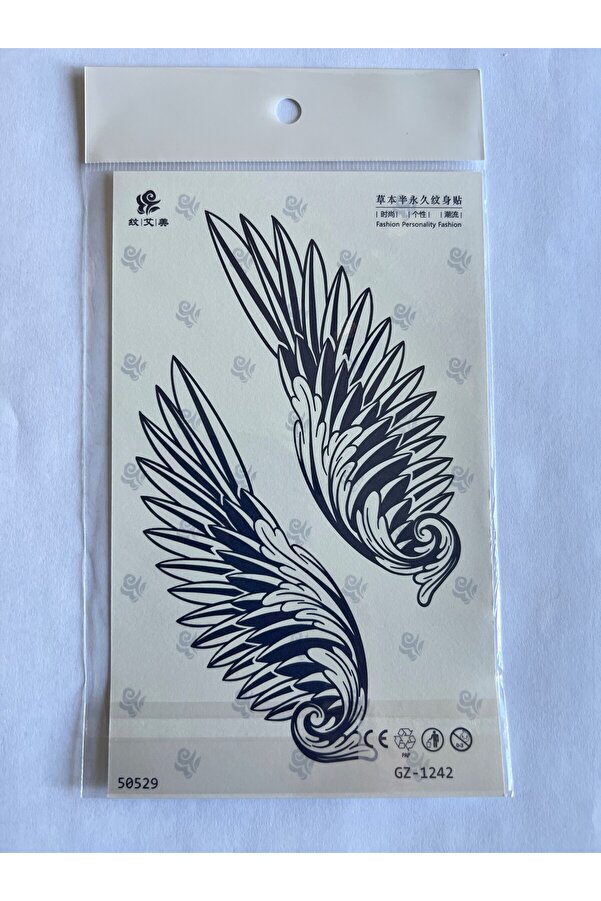 Ai̇rbrush Tattoo Çi̇ft Kanat 18X11 Cm Yarı Kalıcı Geçi̇ci̇ Dövme