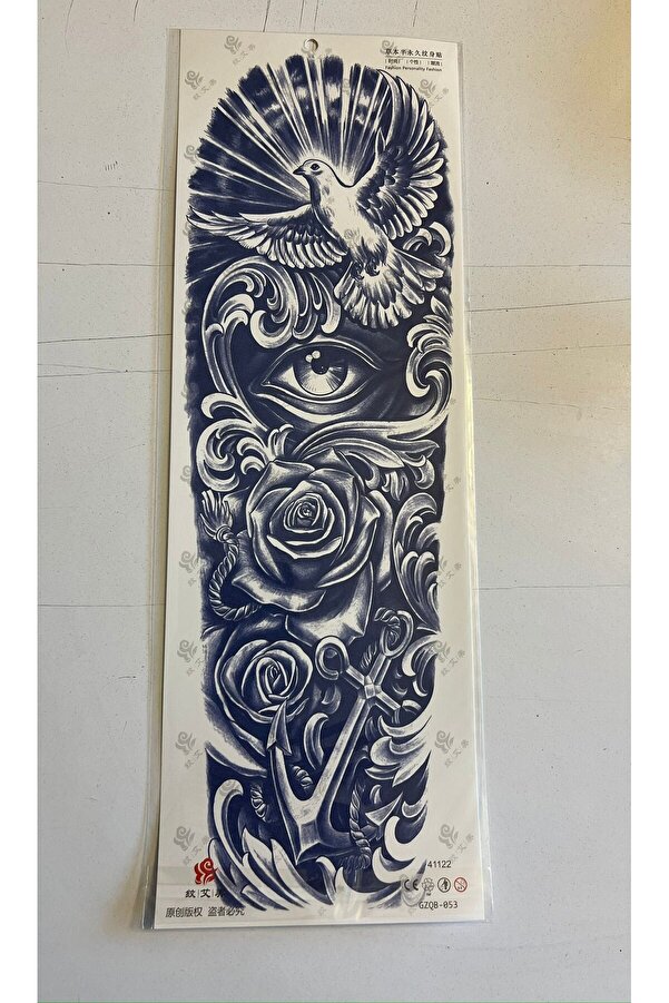 Ai̇rbrush Tattoo Güverci̇n Gül 3 Hafta Kalıcı Tam Kol Bacak Kaplama Yapıştırma Geçi̇ci̇ Dövme 46 Cm