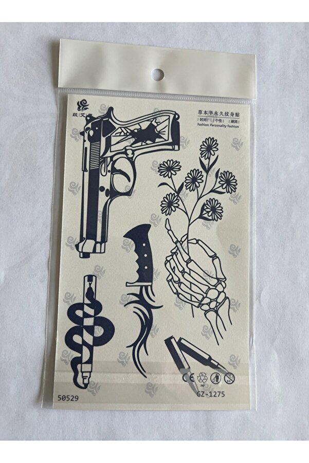 Ai̇rbrush Tattoo Çılgın Tasarımlar 18X11 Cm Yarı Kalıcı Geçi̇ci̇ Dövme