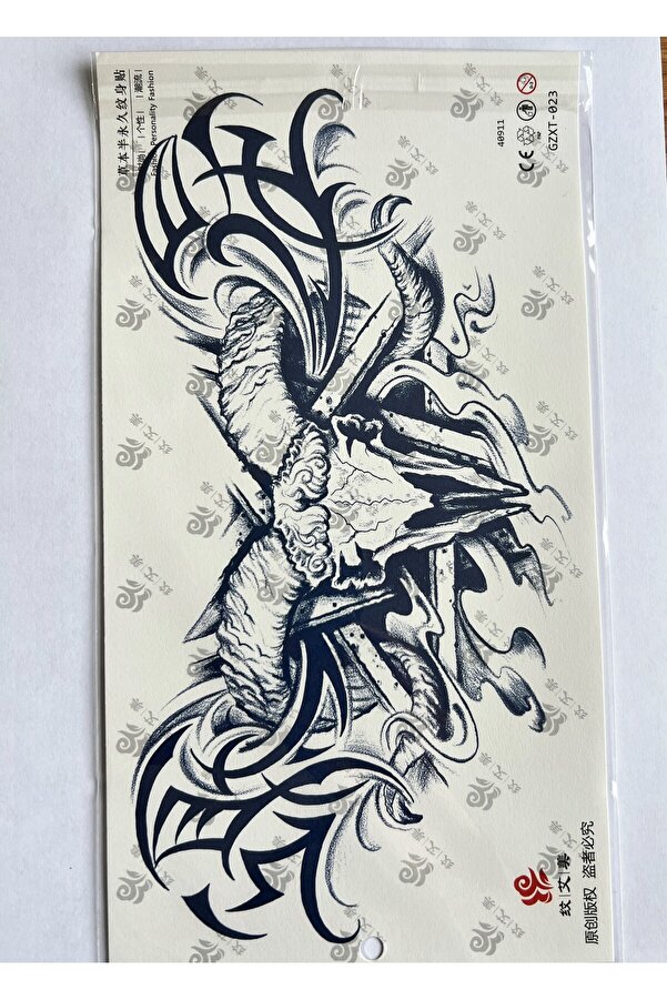 Ai̇rbrush Tattoo Büyük Boy Bel Göğüs Sırt İçi̇n 28X15 Cm Gzxt-023 Yarı Kalıcı Geçi̇ci̇ Dövme