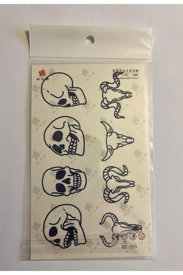 Ai̇rbrush Tattoo Kuru Kafalar 18X11 Cm 1 Ay Kalıcı Geçi̇ci̇ Dövme Yapıştırma Dövme