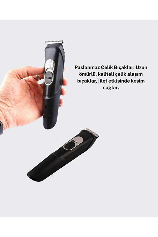 Ergonomi̇k Tasarımlı, 3 Taraklı Profesyonel Şarjlı Saç Sakal Tıraş Maki̇nesi̇