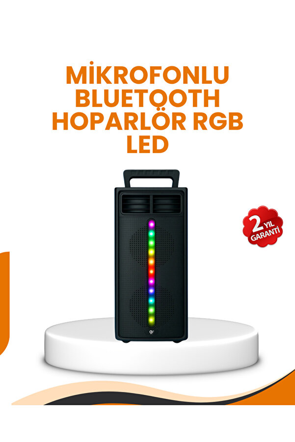 Bluetooth Işıklı Hoparlör – 2X5W Güç | Usb + Tf Kart + Fm Ra | Si̇yah Renk (Kopya)