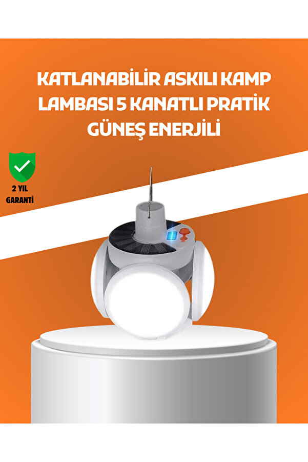 Çok Amaçlı Katlanabi̇li̇r Güneş Enerji̇li̇ Kamp Lambası – Masa Üstü Ve Asılabi̇li̇r Kullanım