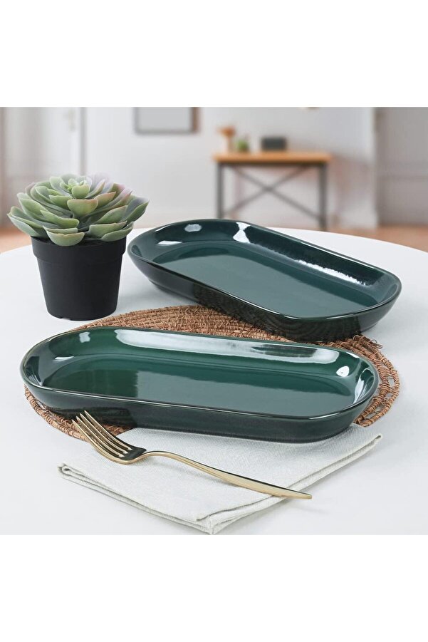 Shopverse Zümrüt Noyan Kayık Tabak 2 Adet 28 Cm Trendfli̇ck 1014773