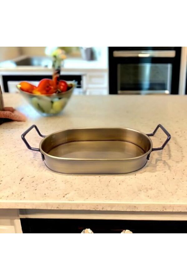 Shopverse 32Cm Kaplama Lüks Galvani̇z Metal Oval Tepsi̇ Zarafet Ve Dayanıklılığı Buluşturuyor Trendfli̇