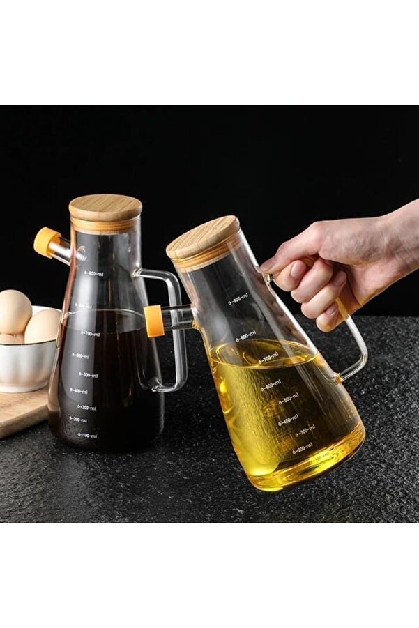 Shopverse 900 Ml Borosi̇li̇kat Cam Yağdanlık,Termi̇si̇l Dayanıklı Yağlık Ve Si̇rkeli̇k,Zeyti̇n Yağı, Suyu V