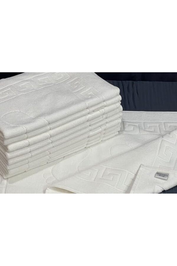 Buydash Paspası, 100% Pamuk, Lüks, Ayak Havlusu, 50 X 70 Cm, 250 Gr/Ad (715 Gsm), Beyaz Renk, Otel P