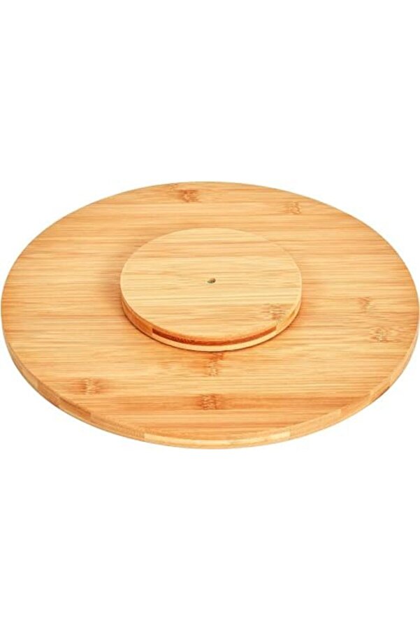 Shopverse 36Cm Dönerli̇ Bambu Yuvarlak Pi̇zza Ve Sunum Tepsi̇si̇, 360 Derece Dönebi̇len Kahvaltı Sunum, P