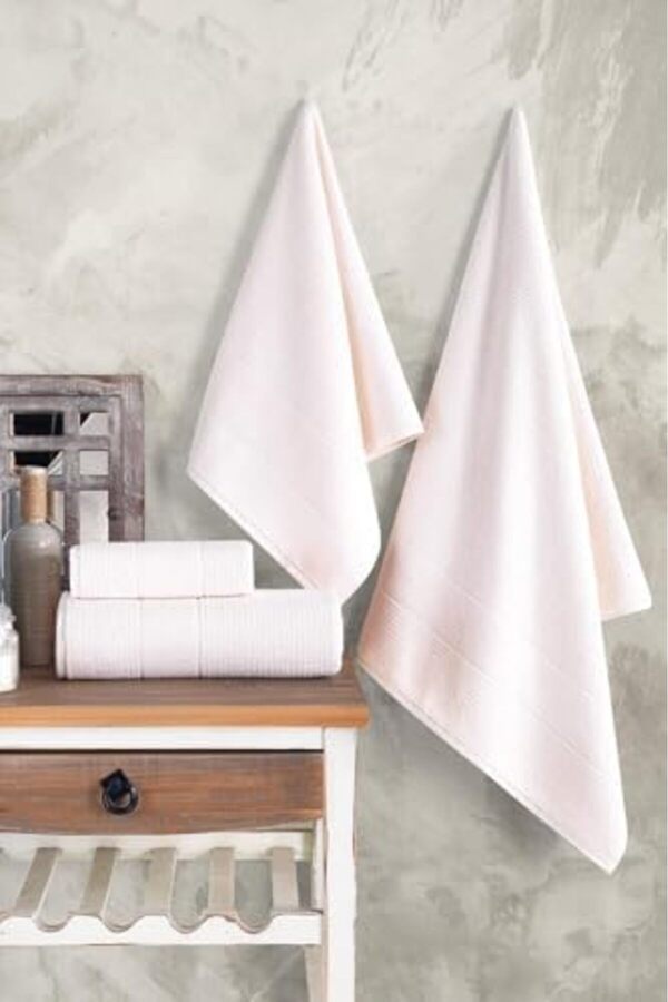Shopverse | 50X90-70X140 Cm 4 Lü Havlu Seti̇,%100 Pamuklu Havlu Takımı Krem Trendfli̇ck 1014773