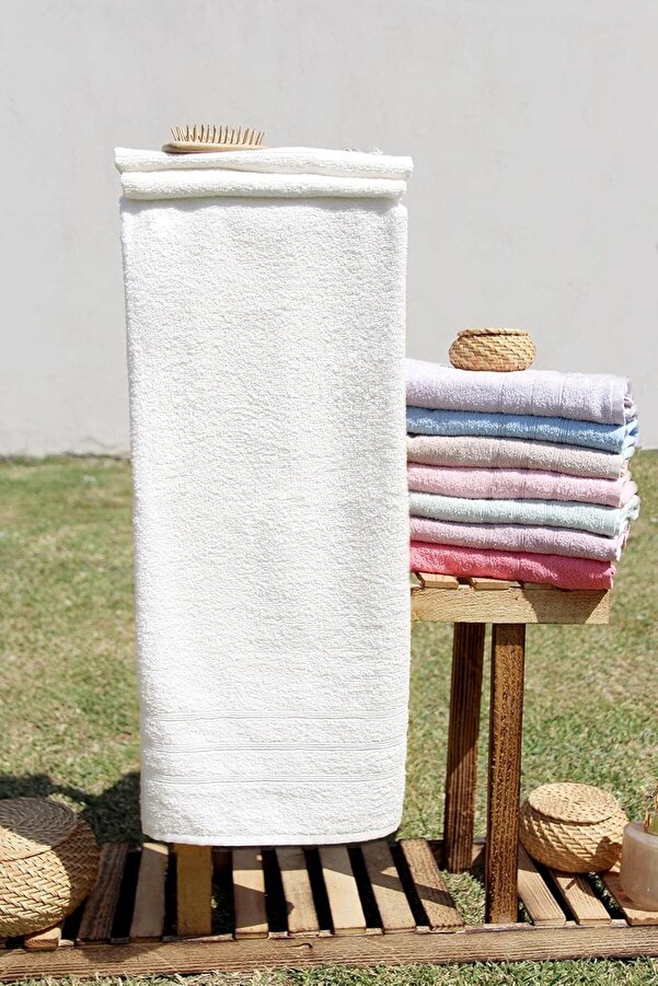 Shopverse %100 Pamuk Renkli̇ 70X140 Havlusu Krem Trendfli̇ck 1014773