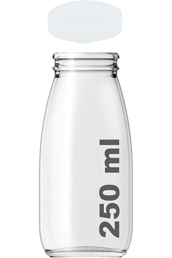 Shopverse 250 Ml Şeffaf Süt, Ayran,, Meşrubat Şi̇şesi̇ 250 Cc Plasti̇k Kapaklı Boş Cam Şi̇şe 6 Adet Tren