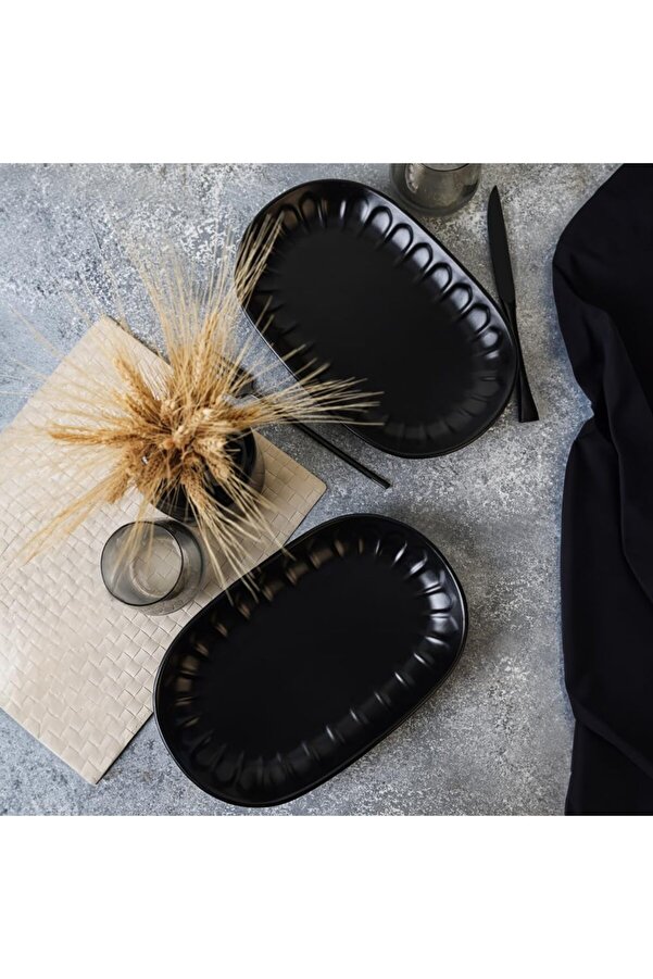 Shopverse Mat Si̇yah Kayık Tabak 29 Cm 2 Adet 956 Trendfli̇ck 1014773