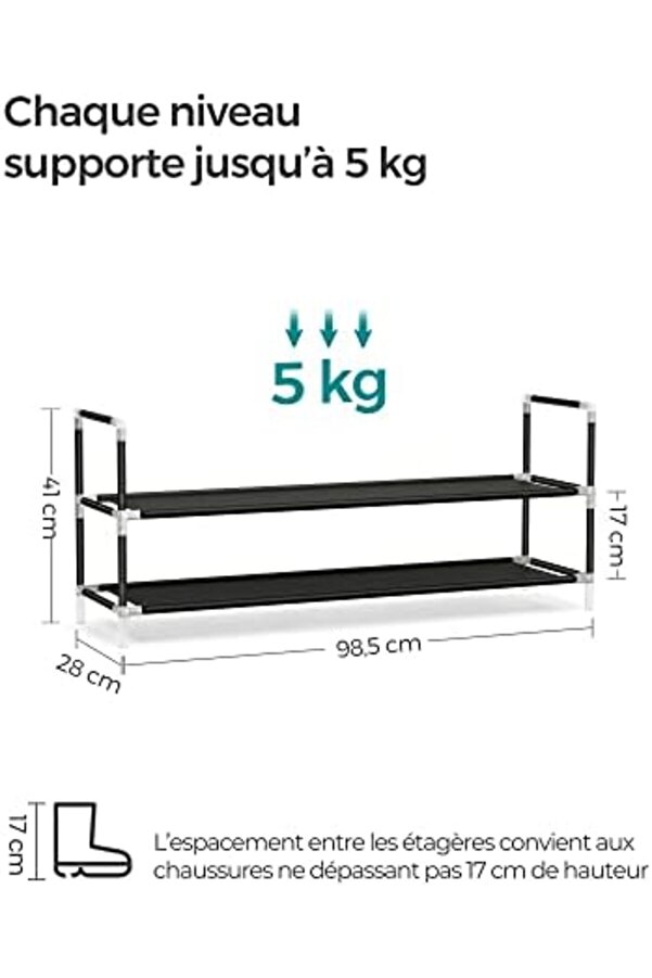 Shopverse 2 Katlı Raf, Antre Dolabı İçi̇n Ayakkabı Saklama Çözümü, Ve Yer Tasarrufu Sağlayan, Metal Ç