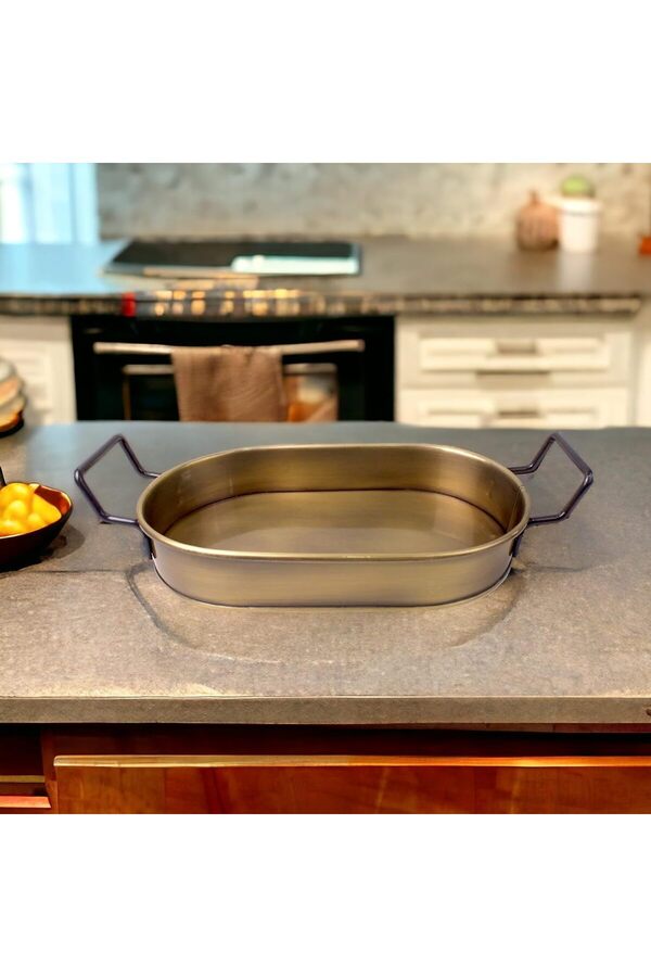 Shopverse 32Cm Kaplama Lüks Galvani̇z Metal Oval Tepsi̇ Zarafet Ve Dayanıklılığı Buluşturuyor Trendfli̇