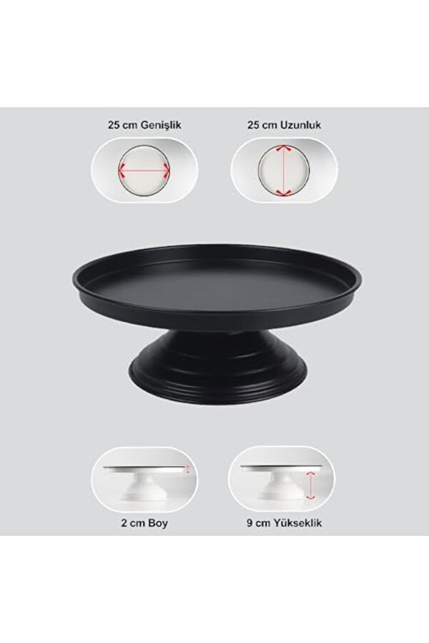 Shopverse Metal Frezya Ayaklı Servi̇s Tabağı, Sunum Tabağı, Metal Ayaklı Si̇yah Sunum Tabağı, Pasta Su