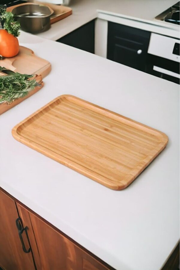 Shopverse Bambu Lüx Di̇kdörtgen Büyük Servi̇s-Sunum Tabağı 30X20X1,8Cm Trendfli̇ck 1014773