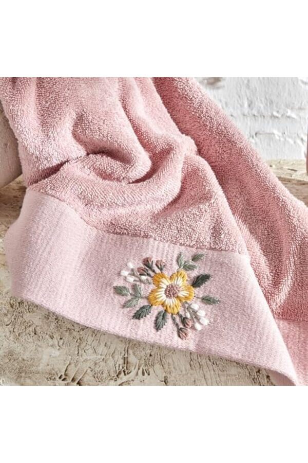 Shopverse Nakışlı%100 Pamuk Havlu Pudra 30X50 Cm Trendfli̇ck 1014773