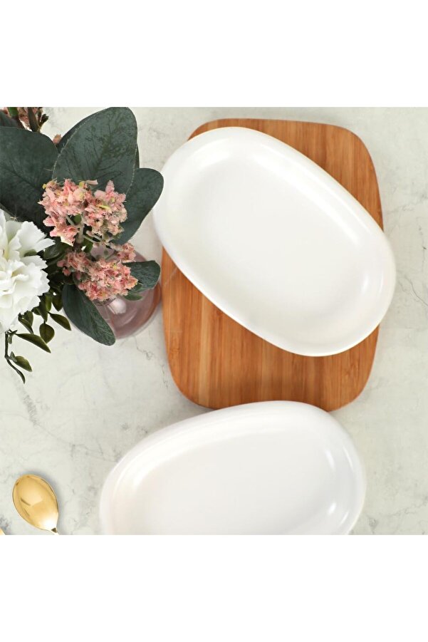 Shopverse Mat Beyaz Hi̇ti̇t Kayık Tabak 22 Cm 2 Adet Trendfli̇ck 1014773