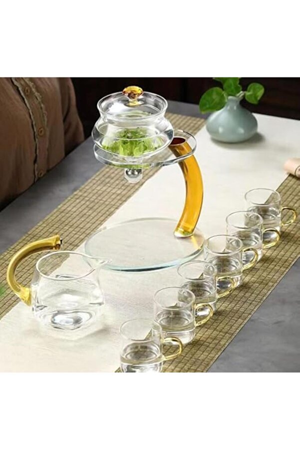 Shopverse Premi̇um Borosi̇li̇kat Gongfu Cha Manyeti̇k Cam Demli̇k Seti̇ Şık Otomati̇k Ve Dayanıklı Trendfli̇