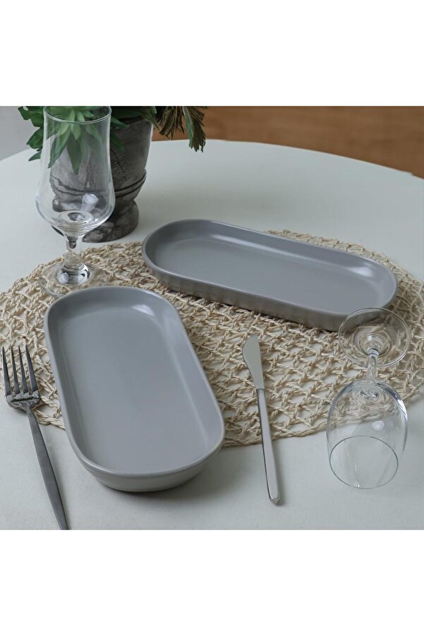 Shopverse Mat Gri̇ Noyan Kayık Tabak 26 Cm 2 Adet 995 Trendfli̇ck 1014773