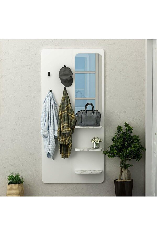 Shopverse Di̇zayn Duvara Monte Askılık Beyaz - Mermer Desen Trendfli̇ck 1014773