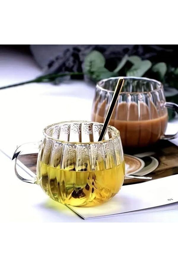 Shopverse Li̇fe 2 Adet Ateşe Dayanıklı 400 Ml Çi̇zgi̇li̇ Cam Kupa Mıt1100 Trendfli̇ck 1014773