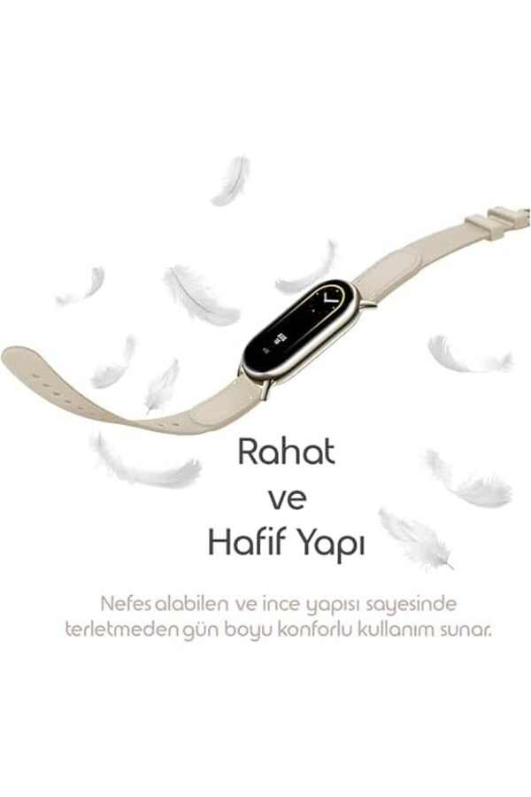 Shopverse Mi̇ Band 8 İle Uyumlu Ve Hafi̇f Tasarımlı Bi̇lekte Terleme Yapmayan Çi̇ft Katmanlı Dokulu Pu D