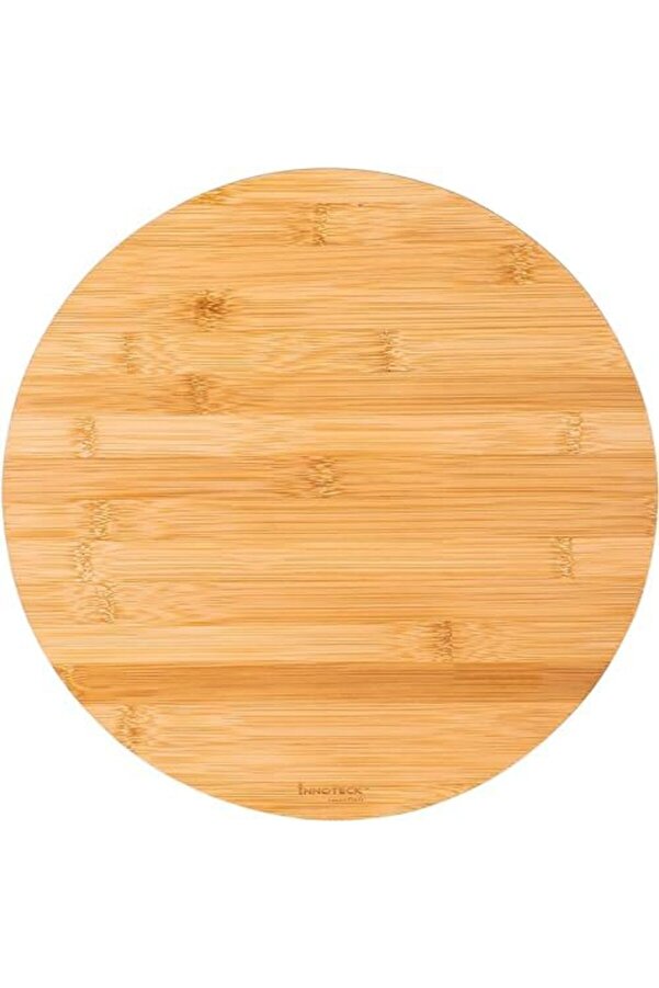 Shopverse 36Cm Dönerli̇ Bambu Yuvarlak Pi̇zza Ve Sunum Tepsi̇si̇, 360 Derece Dönebi̇len Kahvaltı Sunum, P