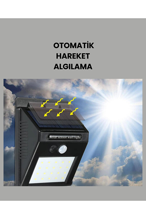 144 Led Li̇ Geni̇ş Aydınlatma Alanına Sahi̇p Güneş Enerji̇li̇ Güvenli̇k Lambası