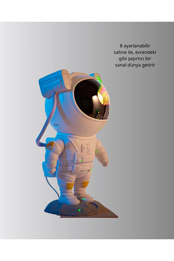 8 Efektli̇ Astronot Galaxy Projektör Uzaktan Kumandalı Led Gece Lambası