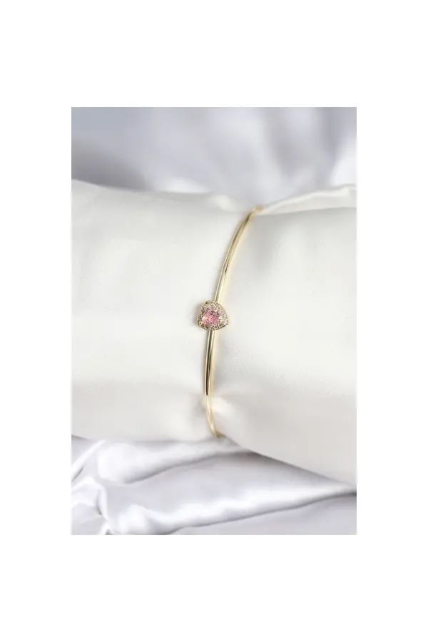 Epi̇lons Pembe Zi̇rkon Taşlı Kalp Model Gold Renk Kadın Bi̇lekli̇k - Li̇si̇nya