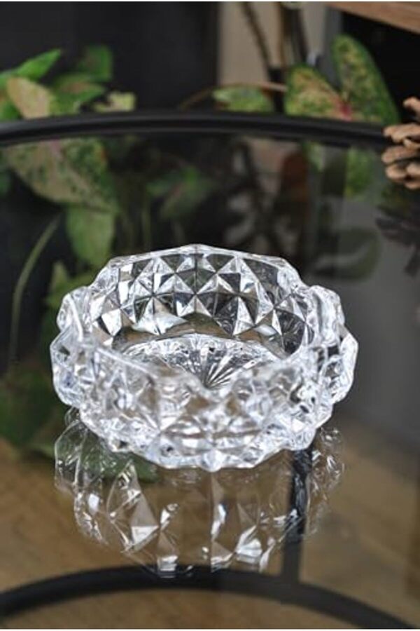 Shopverse Dazzli̇ng Yuvarlak Cam Lüks Küllük - Kül Tablası - Yuvarlak Kül Tabağı 11 Cm Trendfli̇ck 101
