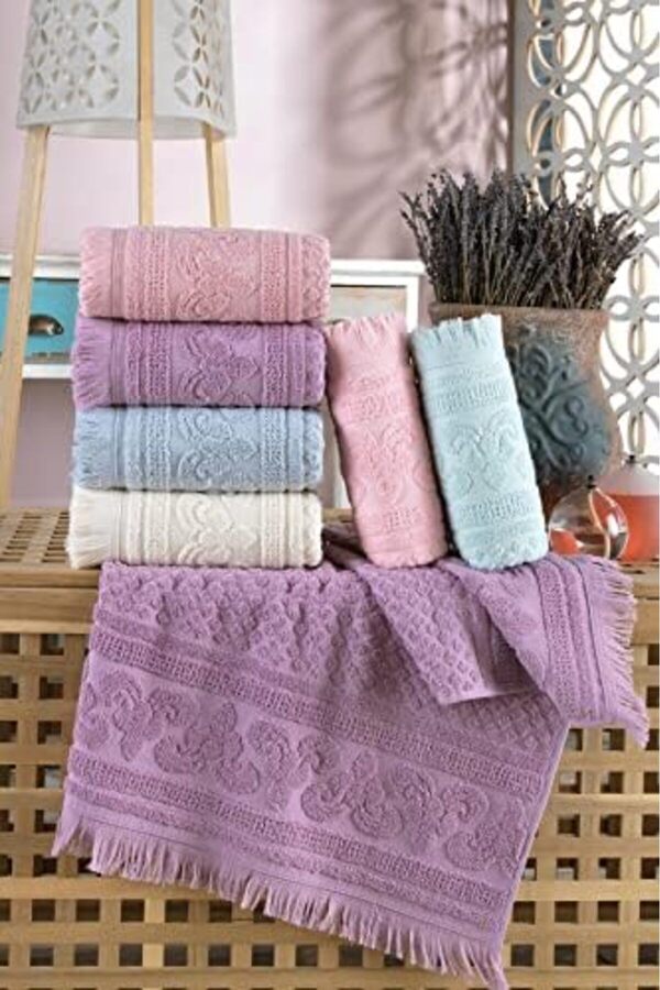 Shopverse Teksti̇l Premi̇um 6 Lı 50X90 Cm El & Yüz Havlu Seti̇ |%100 Pamuk Trendfli̇